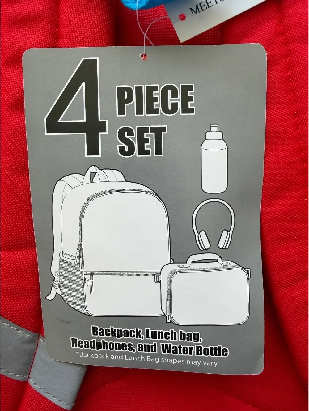 Hello Kitty 4 Piece Backpack Set with Lunch Bag, Headphones, & Water Bottle